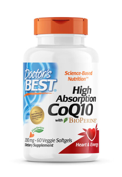 Doctor's Best High Absorption CoQ10  Коэнзим Q10 с высокой абсорбцией 200 мг 60 веганских капсул