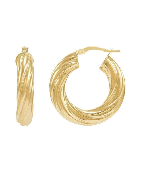 Twist Hoop Earrings in 14k Gold, 1 inch