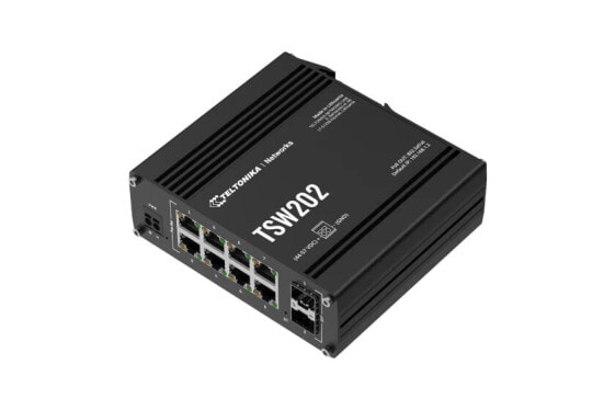 Teltonika · Switch· TSW202· 8 Port Gigabit Industrial managed PoE+ Switch 2 - Switch - 1 Gbps