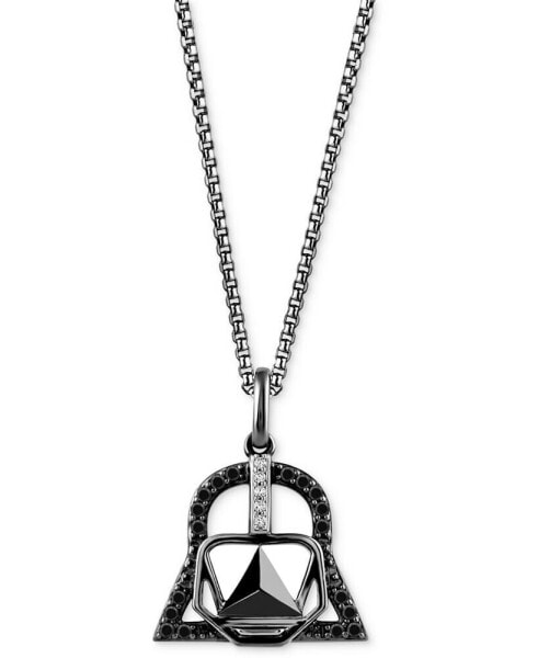 Black & White Diamond Darth Vader Mask 18" Pendant Necklace (1/6 ct. t.w.) in Sterling Silver with Black Rhodium