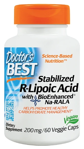 Doctor's Best Stabilized R-Lipoic Acid R-Липоевая кислота 200 мг 60 вегетарианских капсулы