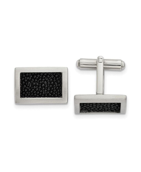 Stainless Steel Brushed Stingray Inlay Rectangle Cufflinks