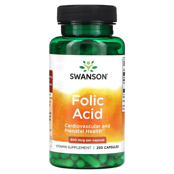 Витамин B Folic Acid 800 мкг, 250 капсул Swanson