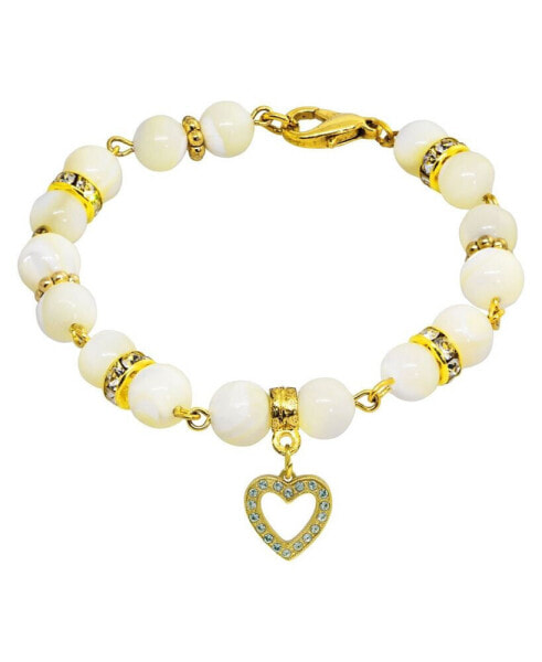 14K Gold-tone Heart Clasp Bracelet