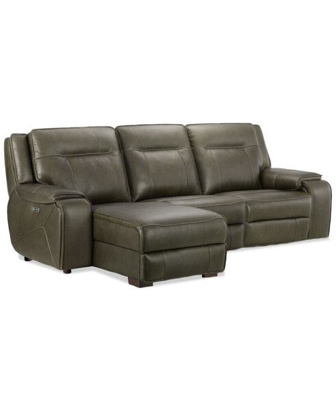 Hansley 3-Pc Zero Gravity Leather Sofa with 2 Power Recliners and Chaise, Created for Macy's