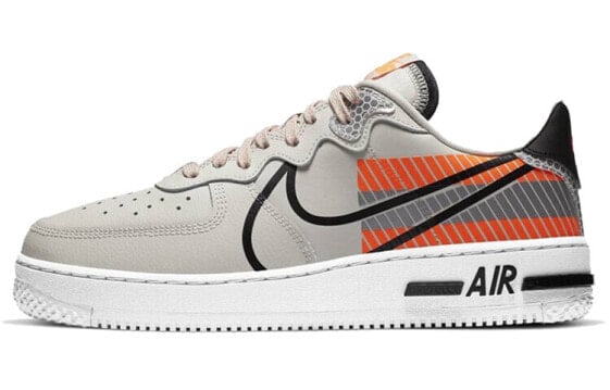 Кроссовки мужские Nike Air Force 1 Low React反光灰橙 男款板鞋