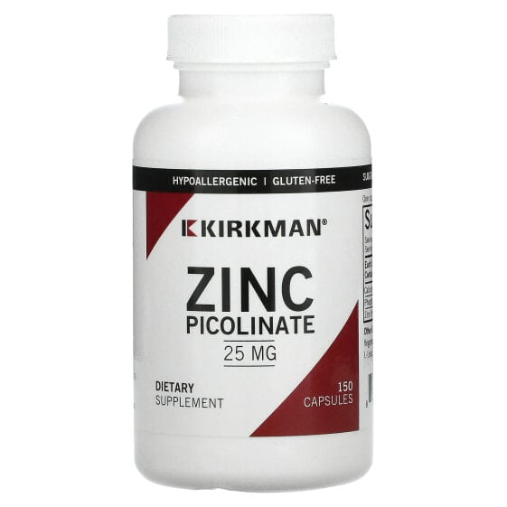 Витамины и минералы Цинк Kirkman Labs Zinc Picolinate, 25 мг, 150 капсул