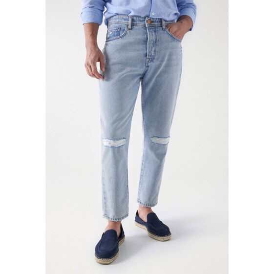 SALSA JEANS Tapered Ice Bleach Destroyed jeans