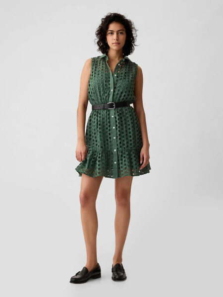 Eyelet Tiered Mini Dress