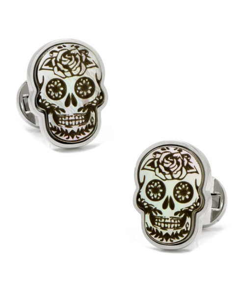 Запонки  Inc Day of the Dead Skull White Mother of Pearl