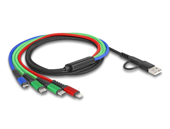 Аксессуар DeLock 87035 - 1,2 м USB A/USB C - USB C/micro-USB B/Lightning - USB 2.0 - черный - синий - зеленый - красный