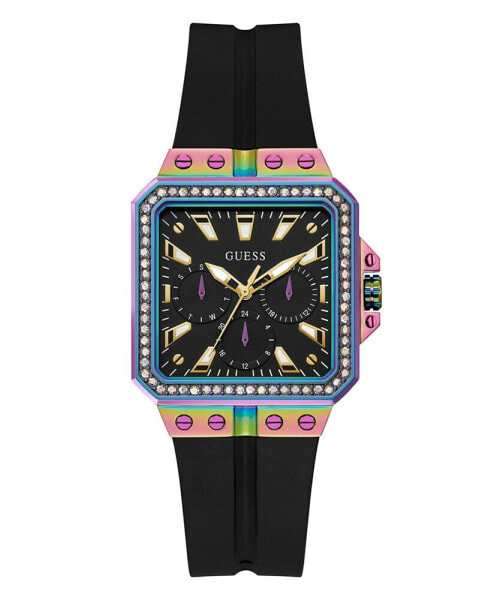 Women's Multi-Function Black Silicone Watch 34mm
