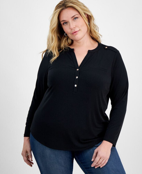 Plus Size Long-Sleeve Top, Created for Macy's