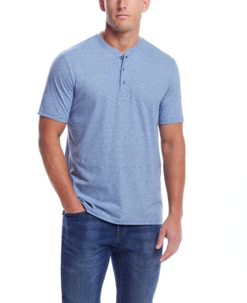 Men's Short Sleeve Sueded Microstripe Henley Shirt