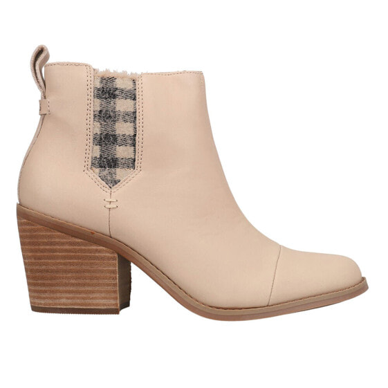 TOMS Everly Plaid Round Toe Pull On Womens Beige Casual Boots 10018906T