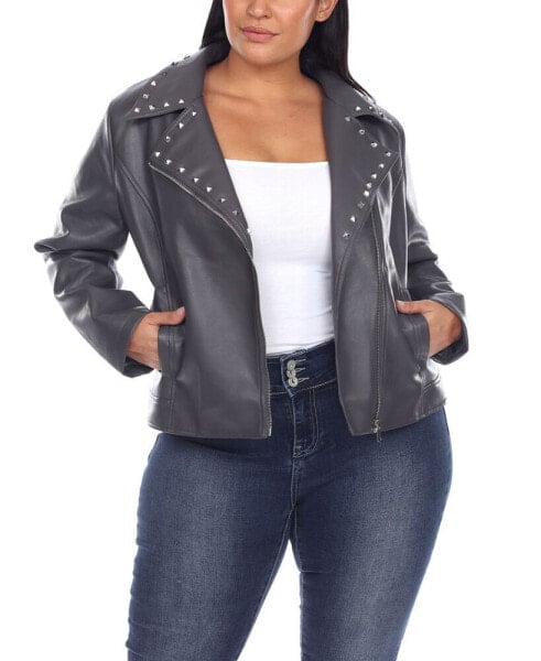 Plus Size Faux Leather Jacket