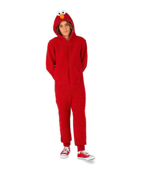 Little and Big Boys Elmo Zip Up Onesie Outfit