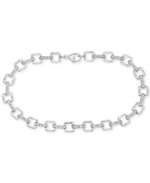 Diamond Square Link Bracelet (1/6 ct. t.w.) in Sterling Silver
