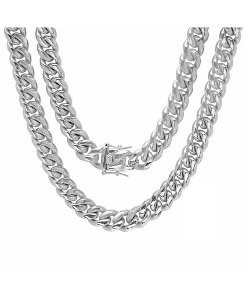 Men's Stainless Steel 24" Miami Cuban Link Chain with 12mm Box Clasp Necklaces