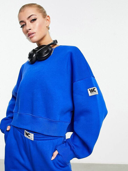 ASOS Weekend Colletive boxy sweatshirt in cobalt