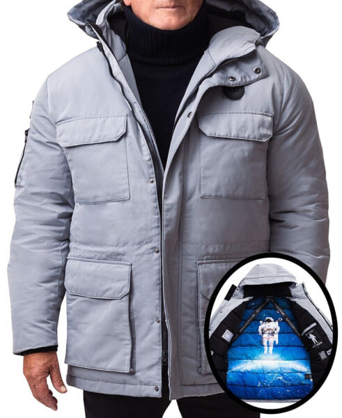 Men's Nasa Inspired Parka Jacket with Printed Astronaut Interior