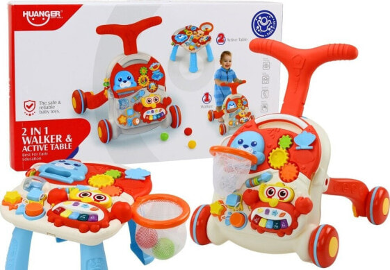 LeanToys Pchacz Stolik Edukacyjny Interaktywny 2w1 Czerwony