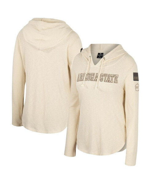 Women's Cream Arizona State Sun Devils OHT Military-Inspired Appreciation Casey Raglan Long Sleeve Hoodie T-shirt