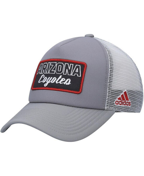 Men's Gray and White Arizona Coyotes Locker Room Foam Trucker Snapback Hat