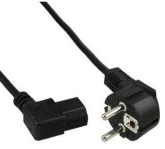 InLine Power cable - CEE 7/7 angled / 3pin IEC C13 left angled - black - 5m