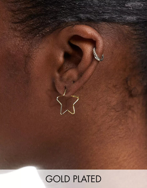 Kingsley Ryan star hoop earrings in gold plated