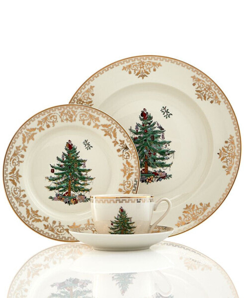 Christmas Tree Gold 4 Piece Place Setting