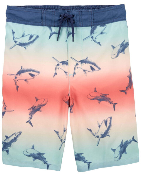 Kid Ombre Shark Print Swim Trunks 5