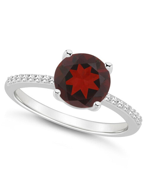 Women's Garnet (2-1/2 ct.t.w.) and Diamond (1/10 ct.t.w.) Ring in Sterling Silver