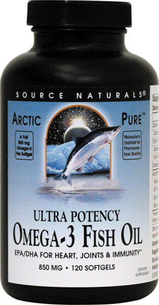 Source Naturals ArcticPure Омега-3 из рыбьего жира для сердца, суставов и иммунитета 850 мг 120 гелевых капсул