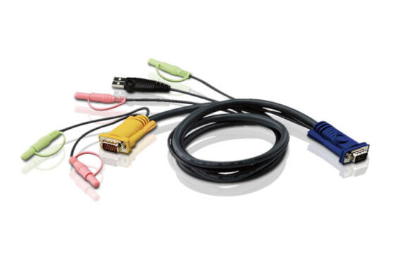 Кабель USB для КВМ ATEN 3 м - VGA - черный - HD-15 - USB A - 2 х 3,5 мм - HDB-15 - 2 х 3,5 мм - Мужской