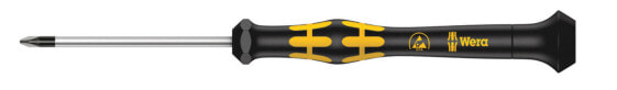 Отвертка для точных работ Wera 1555 PZ ESD Kraftform Micro для винтов Pozidriv - 13 мм - 17.7 см - Черно-желтый