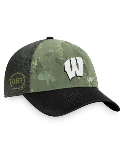 Men's Hunter Green, Gray Wisconsin Badgers OHT Military-Inspired Appreciation Unit Trucker Adjustable Hat