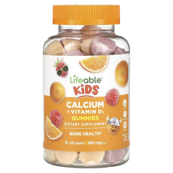Витаминно-минеральный комплекс Кальций для детей Lifeable Kids Calcium + Vitamin D3 Gummies 500 мг, 60 жевательных конфет (250 мг в одной конфете)
