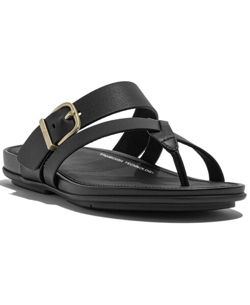 Women's Gracie Buckle Leather Strappy Toe-Post Sandals