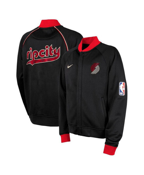 Big Boys Black Portland Trail Blazers 2023/24 City Edition Authentic Showtime Full-Zip Jacket