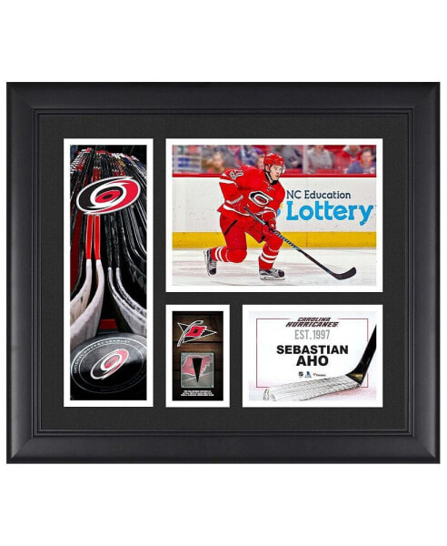 Sebastian Aho Carolina Hurricanes Framed 15" x 17" Player Collage with a Piece of Game-Used Puck