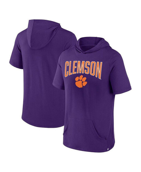 Men's Purple Clemson Tigers Outline Lower Arch Hoodie T-shirt