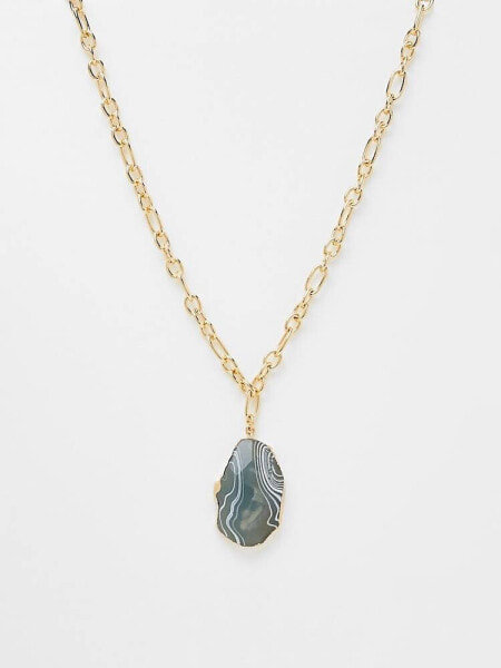 DesignB London semi precious faux stone statement necklace in gold