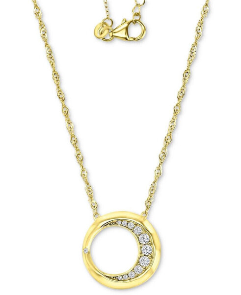 Macy's cubic Zirconia Crescent Open Circle 20" Pendant Necklace in 14k Gold-Plated Sterling Silver