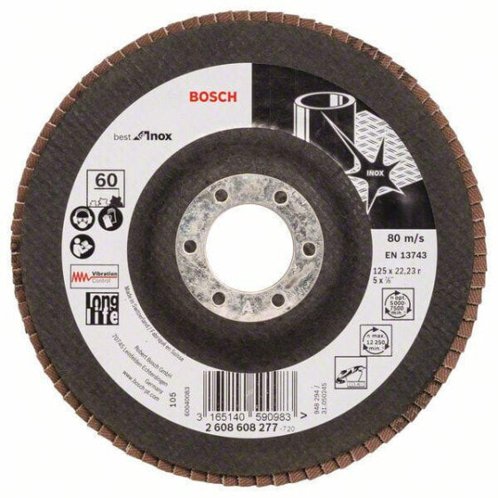 Bosch Fächerschleifscheibe X581, Best for Inox 125 mm, 22,23 mm, 60