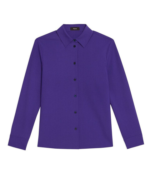 Theory Women's New Straight Shirt Purple Size Medium