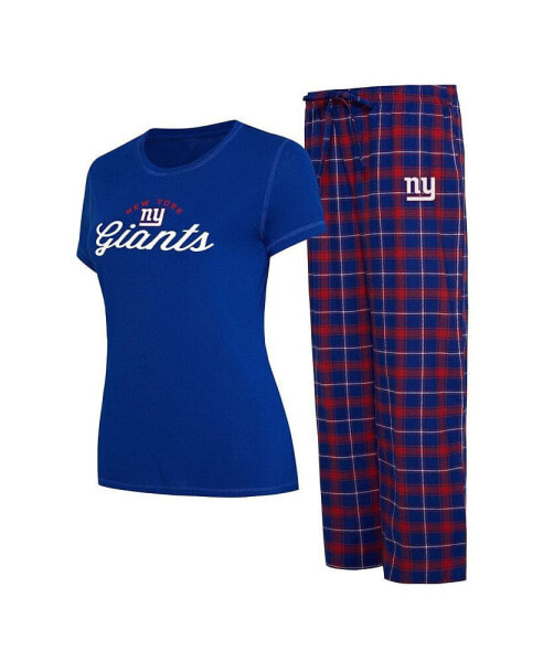 Women's Royal, Red New York Giants Arctic T-shirt and Flannel Pants Sleep Set