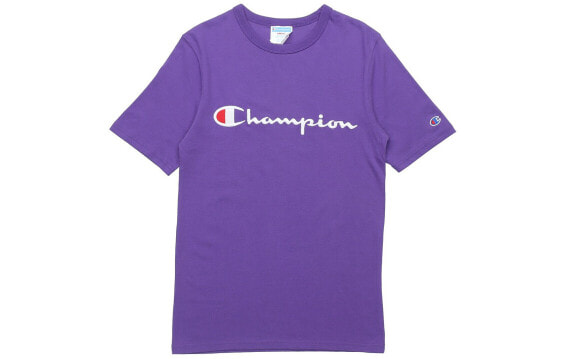 Champion 全刺绣草写短袖T恤 美版 男女同款 紫色 / Футболка Champion T1919G-549465-PRC T-Shirt