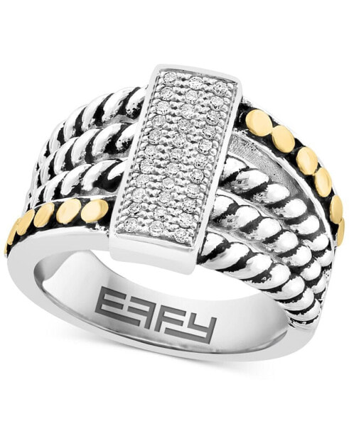 EFFY® Diamond Rectangular Cluster Multirow Ring (1/8 ct. t.w.) in Sterling Silver & 18k Gold-Plate