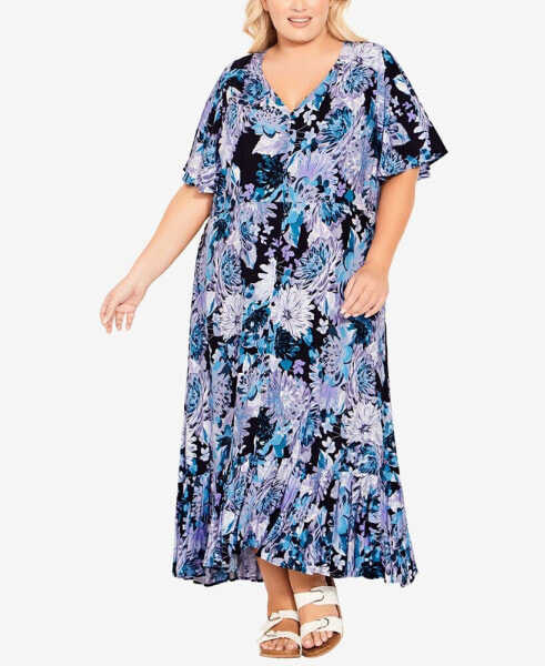Plus Size Sasha Flutter Sleeve Maxi Dress